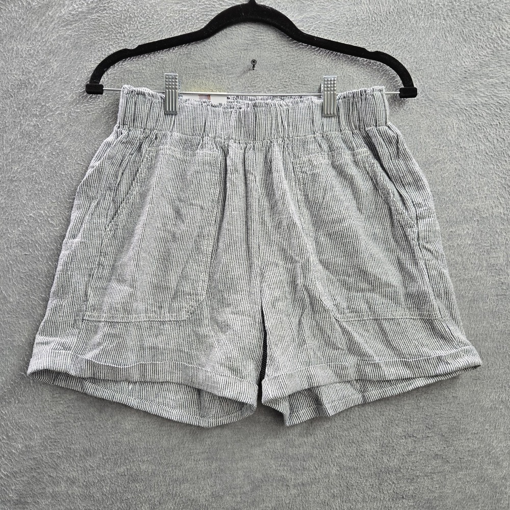 Briggs Women Shorts S Navy Linen Rayon Striped 4" Inseam NWT